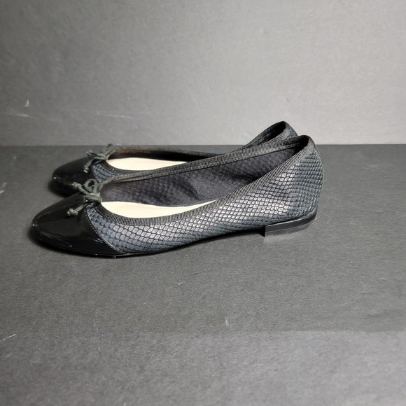 Cole Haan Ballet Flats 6.5 B Black Leather Snakeskin Bow Classic Capsule Basics - Picture 7 of 7